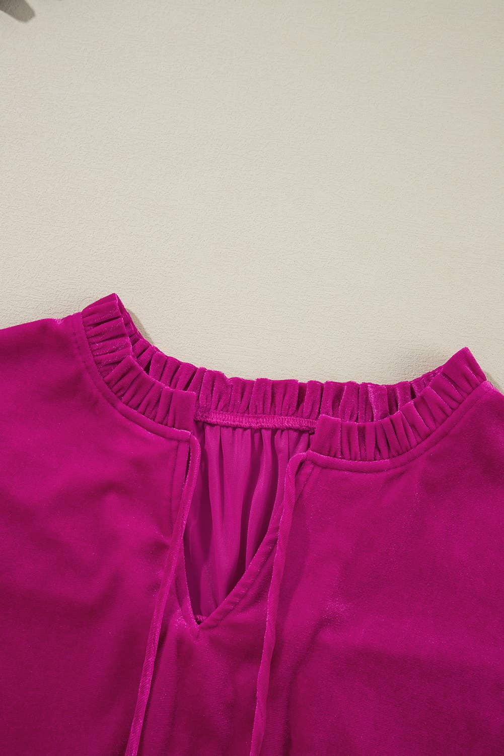 Fuchsia Ruffled Long Sleeve Blouse