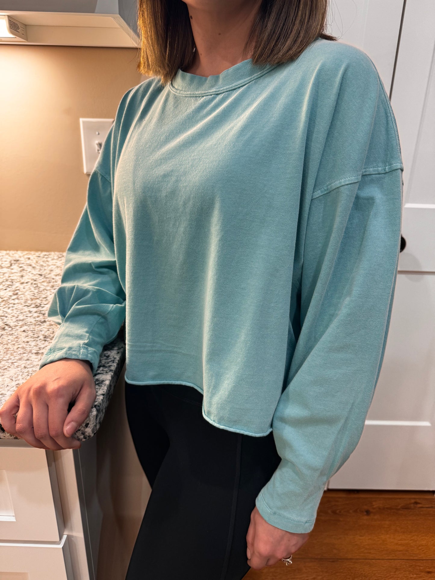 Turquoise Washed Oversized Tee
