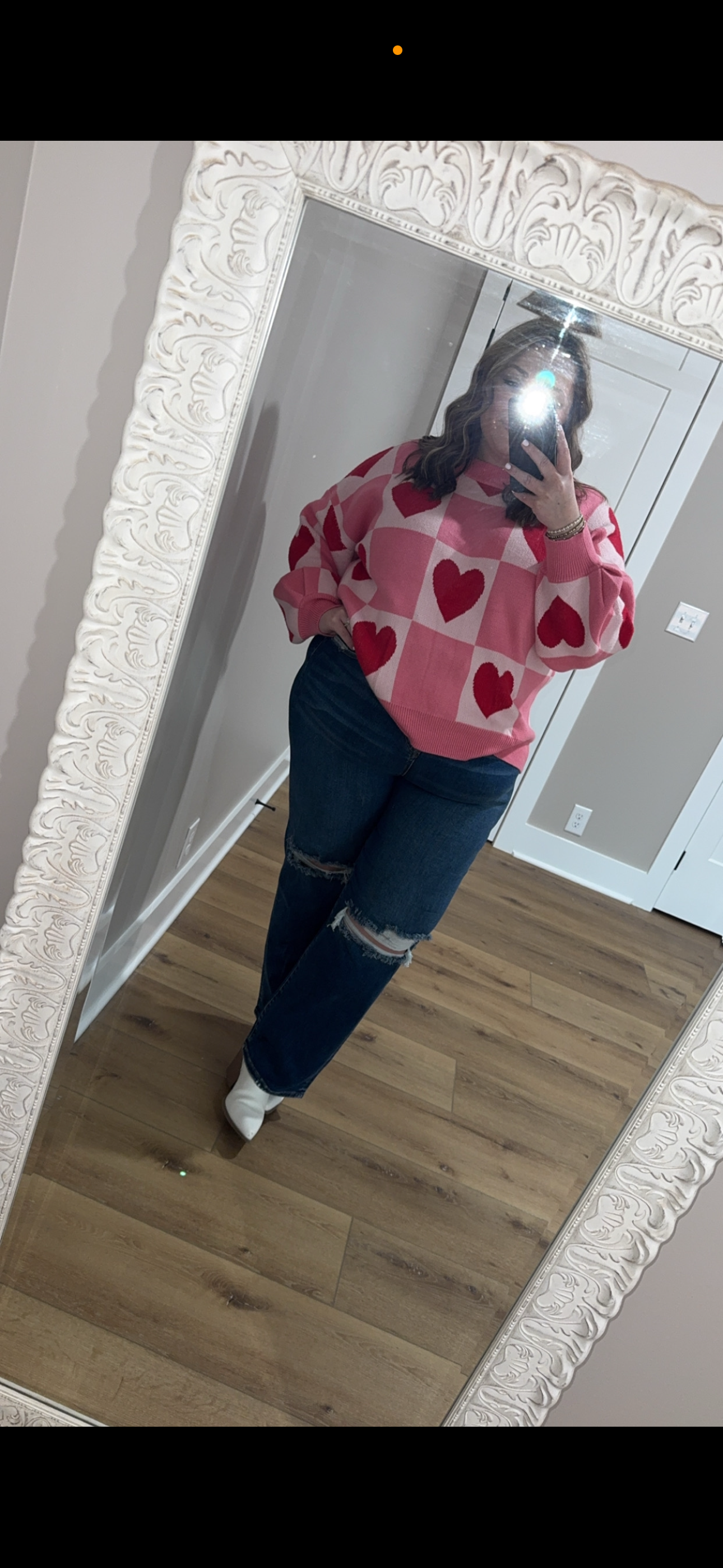 Heart Patchwork Long Sleeve Valentine Knit Sweater