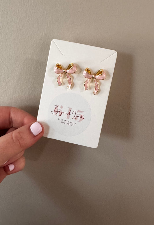 Pink Butterfly Bow Earrings