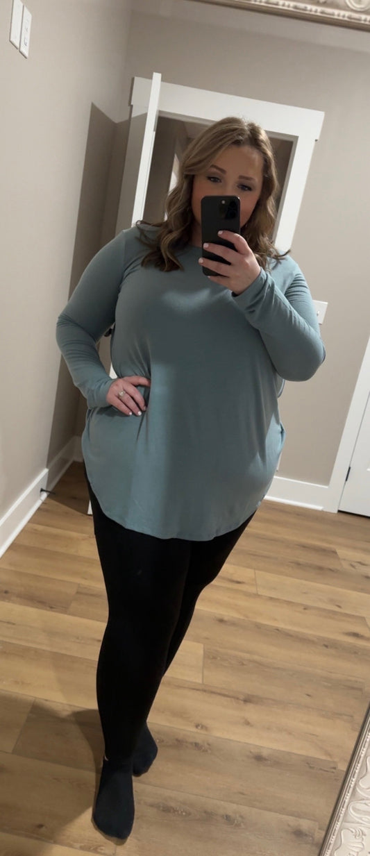 Blue Grey Long Sleeve Top