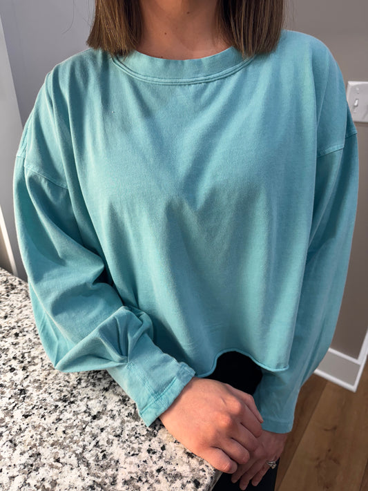 Turquoise Washed Oversized Tee